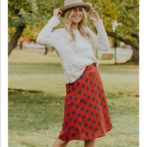 Roolee Red/Teal Polka Dot Skirt Size Small